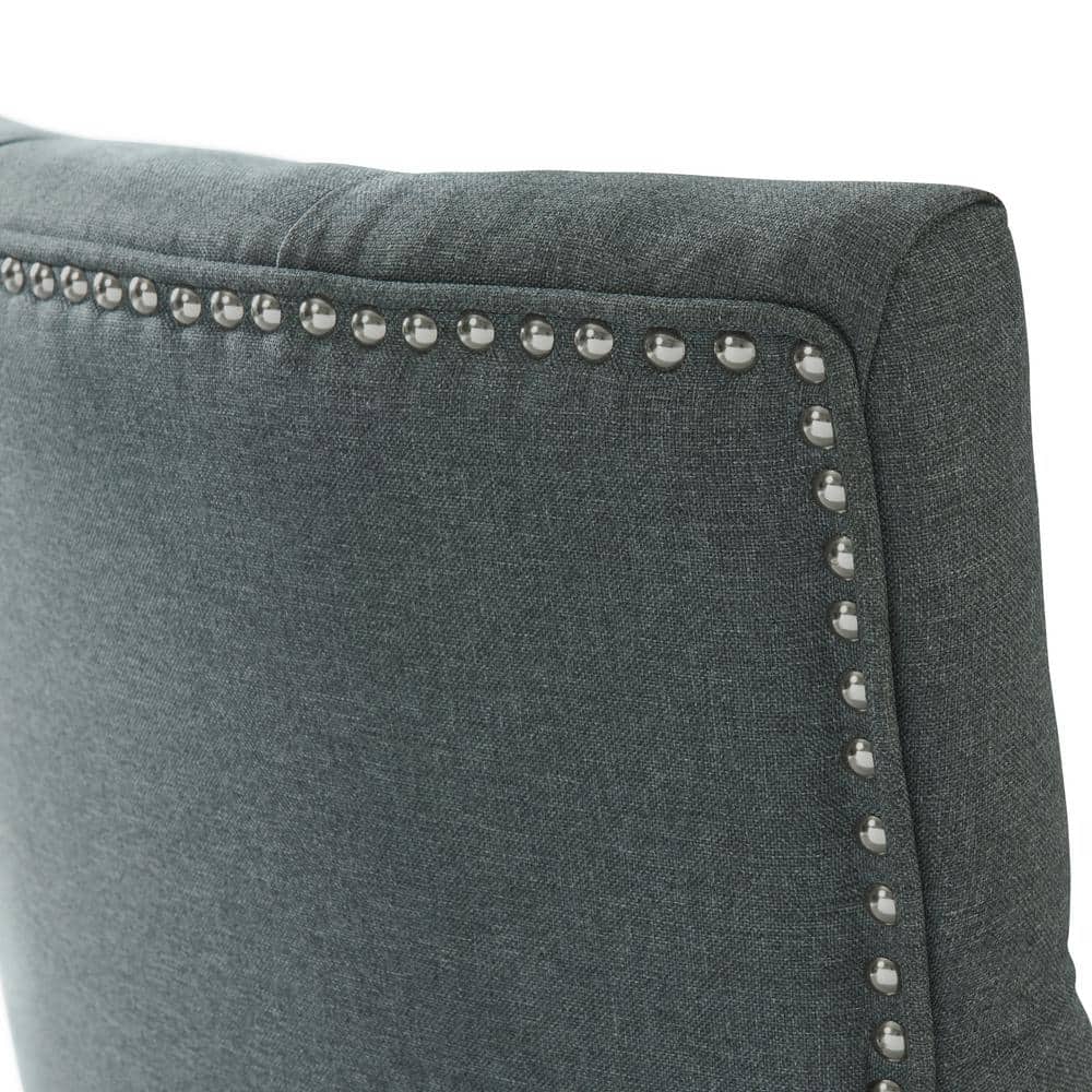 Elegant Gray Tufted Upholstered Side Chair with Black Wooden Legs