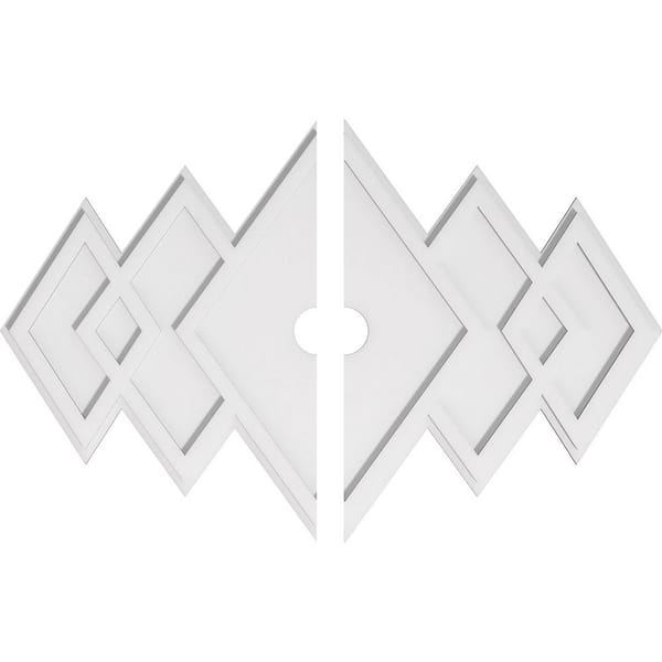 Ekena Millwork 40 in. W x 26-5/8 in. H x 3 in. ID x 1 in. P Zoe Architectural Grade PVC Contemporary Ceiling Medallion (2-Piece)