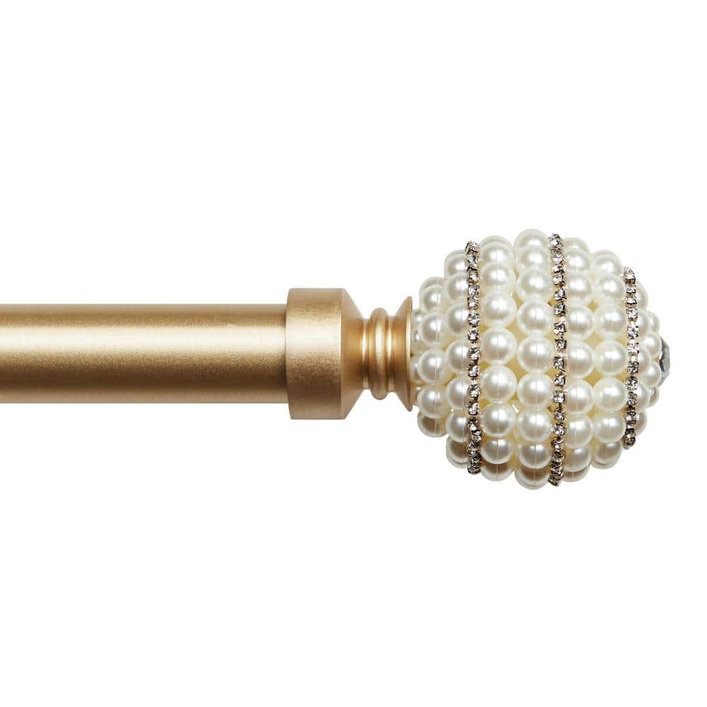 Gold Adjustable Curtain Rod with Faux Pearl Finials