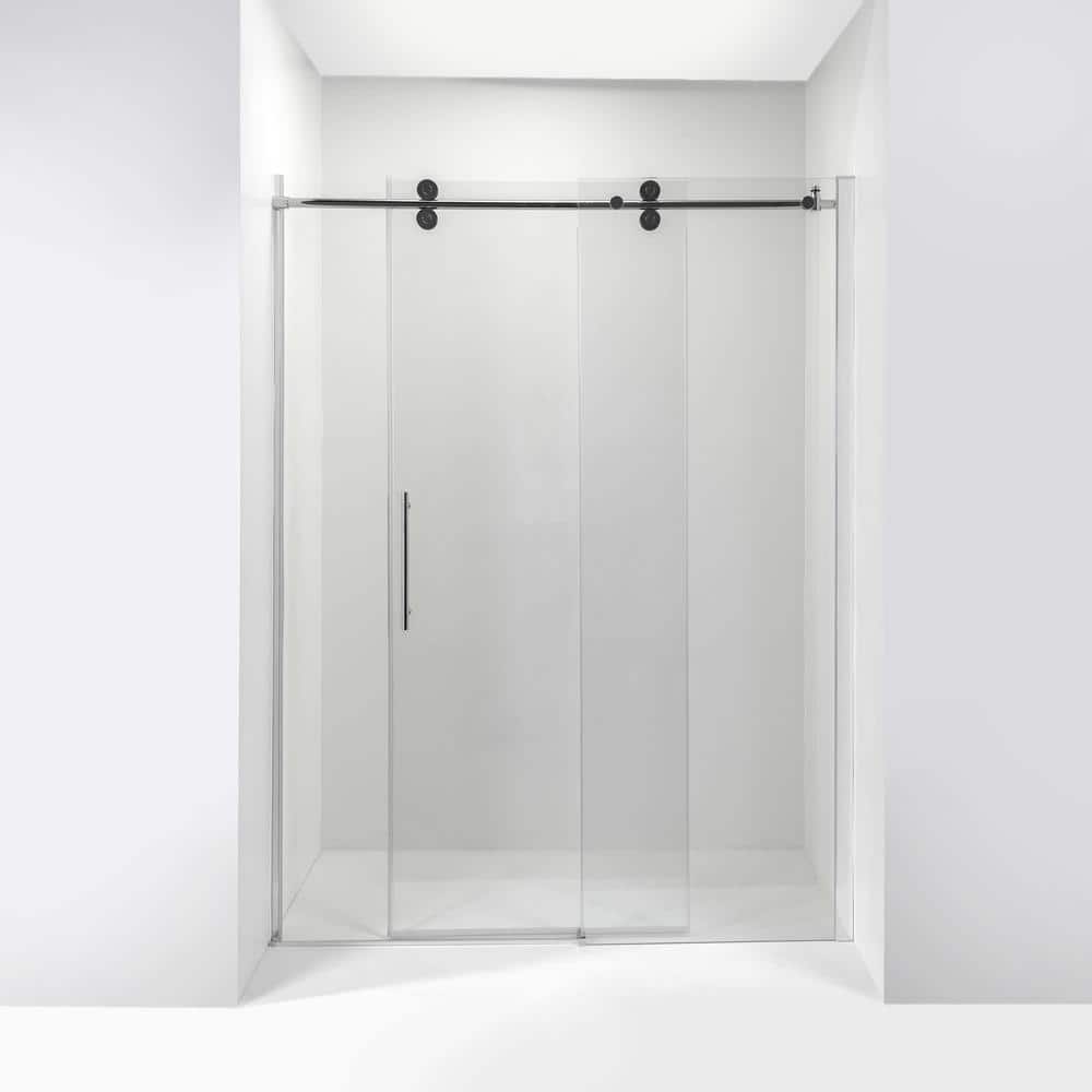 Tidy 60" x 78" Frameless Clear Glass Shower Door with Chrome Finish