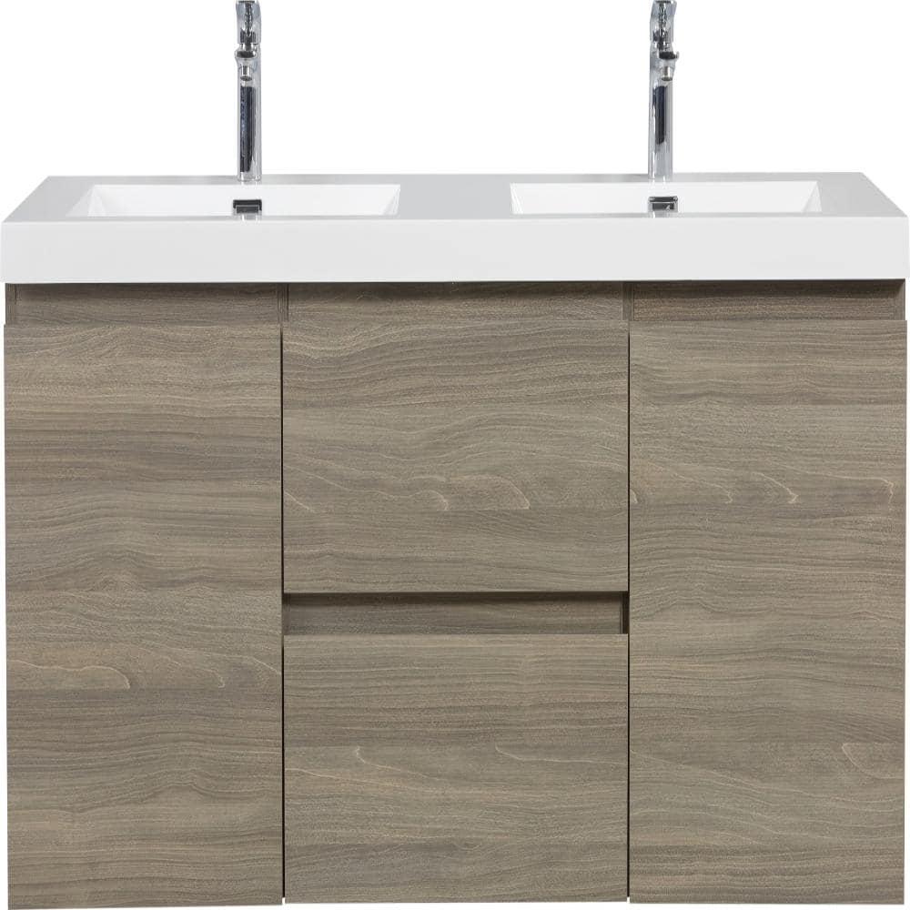 60 in. W Floating Double Sink Vanity in Ash Grey with White Solid Surface Top price history on PriceWatchPro