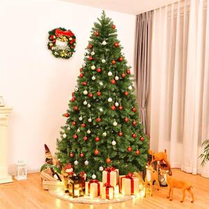 8 ft. Pre-Lit Dense PVC Christmas Tree Spruce Hinged with 880 LED Lights and Stand