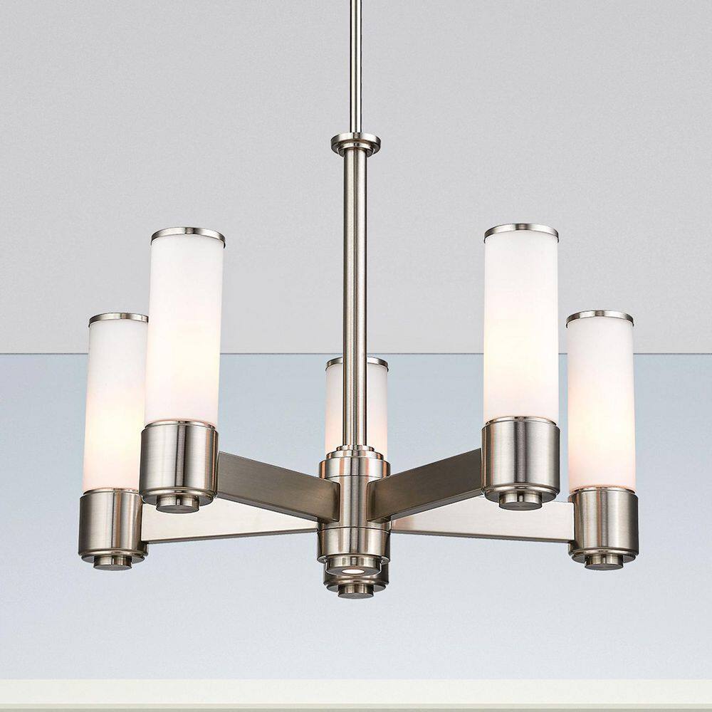 Brushed Nickel Rustic Chandelier with Hand Blown Glass