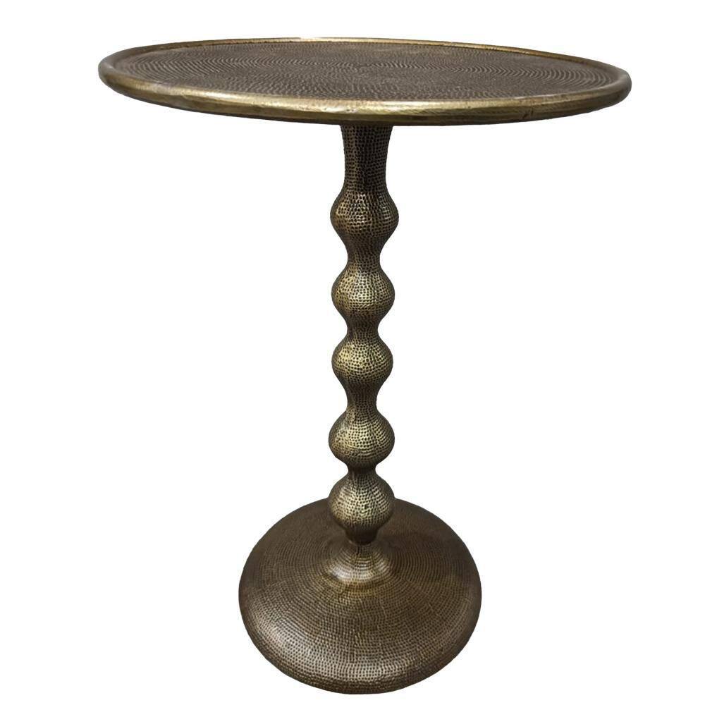 15 in. Brass Round Metal End/Side Table with Hammered Texture - thumbnail 10