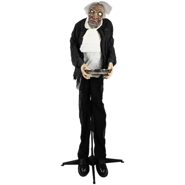 5.5 ft. Lighted Standing Butler Man Animated Halloween Decoration with Sound
