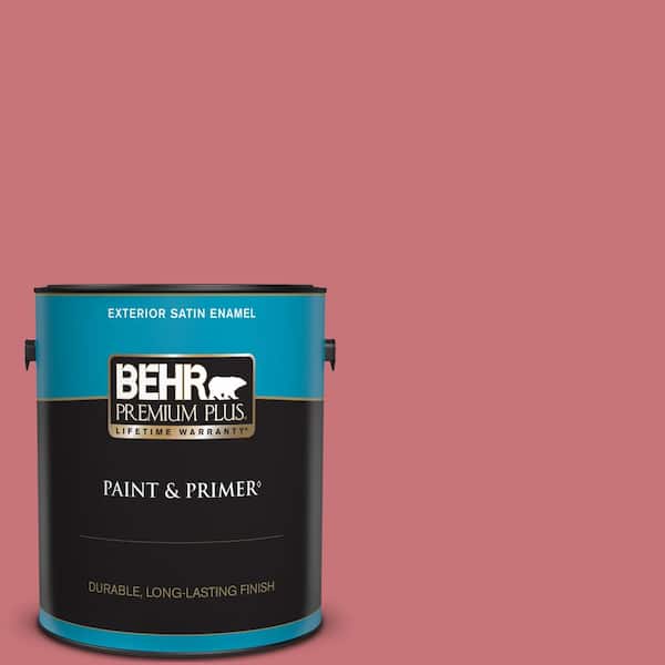 BEHR PREMIUM PLUS 1 gal. #140D-5 Rose Chintz Satin Enamel Exterior Paint & Primer