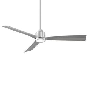 Clean 52 in. Indoor/Outdoor Brushed Aluminum 3-Blade Smart Compatible Ceiling Fan with LED Light Kit and Remote Control
