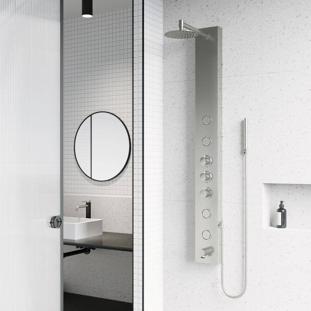 Bowery Stainless Steel 59" Shower Panel with Hand Shower and Jets