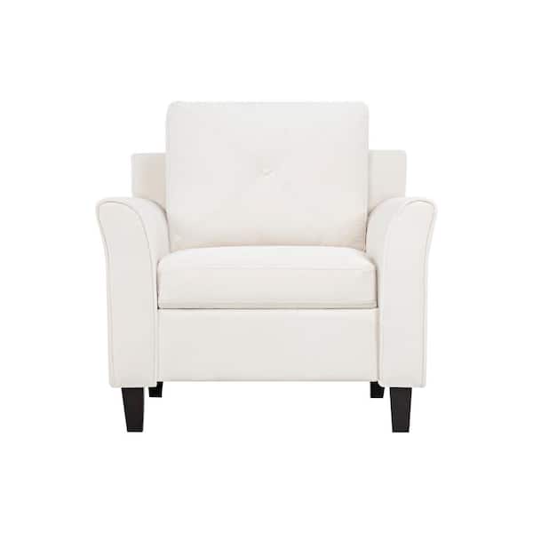 HOMESTOCK Button Tufted Accent Chair Affordable Cream Comfy Chair for