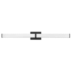 Tron 1-Light 36 in. Matte Black Integrated LED Vanity Light with Acrylic Shade