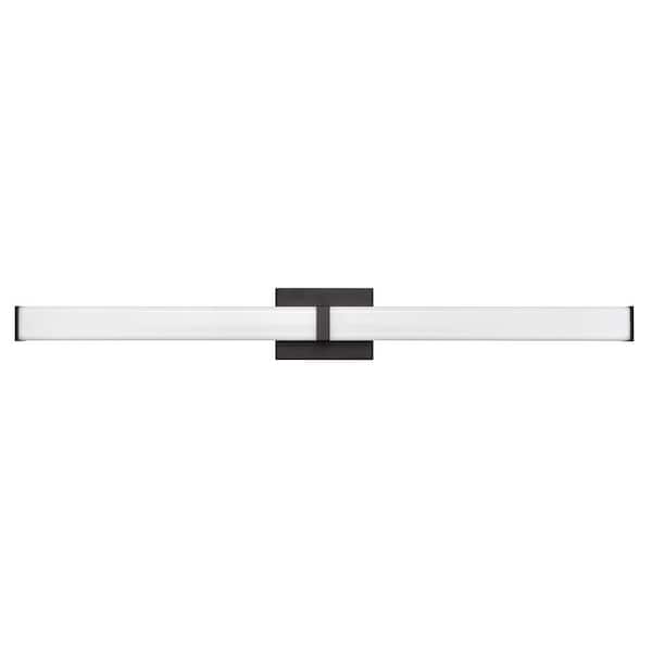 Tron 1-Light 36 in. Matte Black Integrated LED Vanity Light with Acrylic Shade