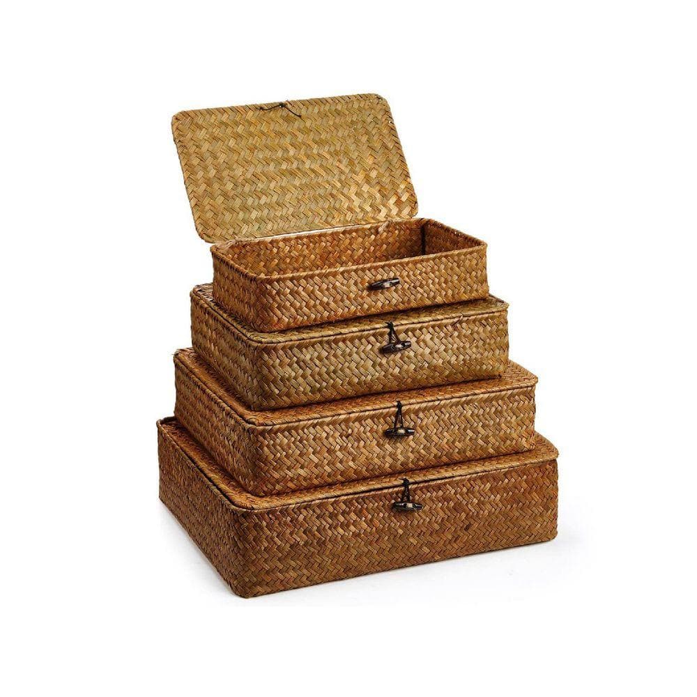 FANTOM BOXな海外版2BOXセット 未開封シュリンク付き Brown 14 in. x 4 in. Wicker Decorative Box with Lids Set of 4