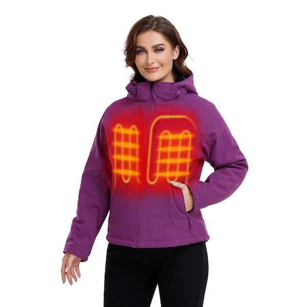 ORORO Women's Small Purple 7.38-Volt Lithium-Ion Heated Jacket with (1 ...
