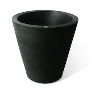 26 in. H x 26 in. W Black Coarse Ribbed Texture Olympus Polyethylene Plastic Self-Watering Planter