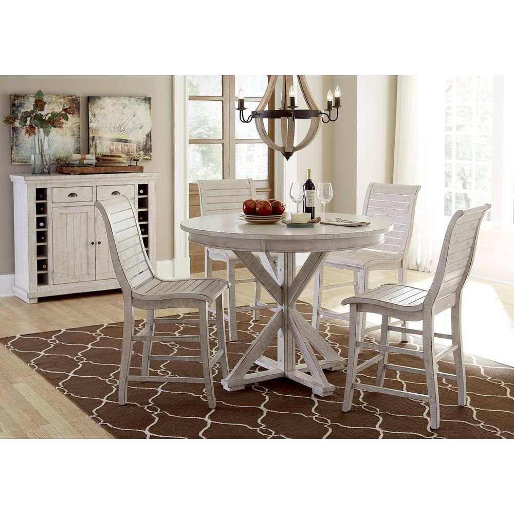 Progressive Furniture Willow Distressed White Round Counter Table P820 15b 15t The Home Depot