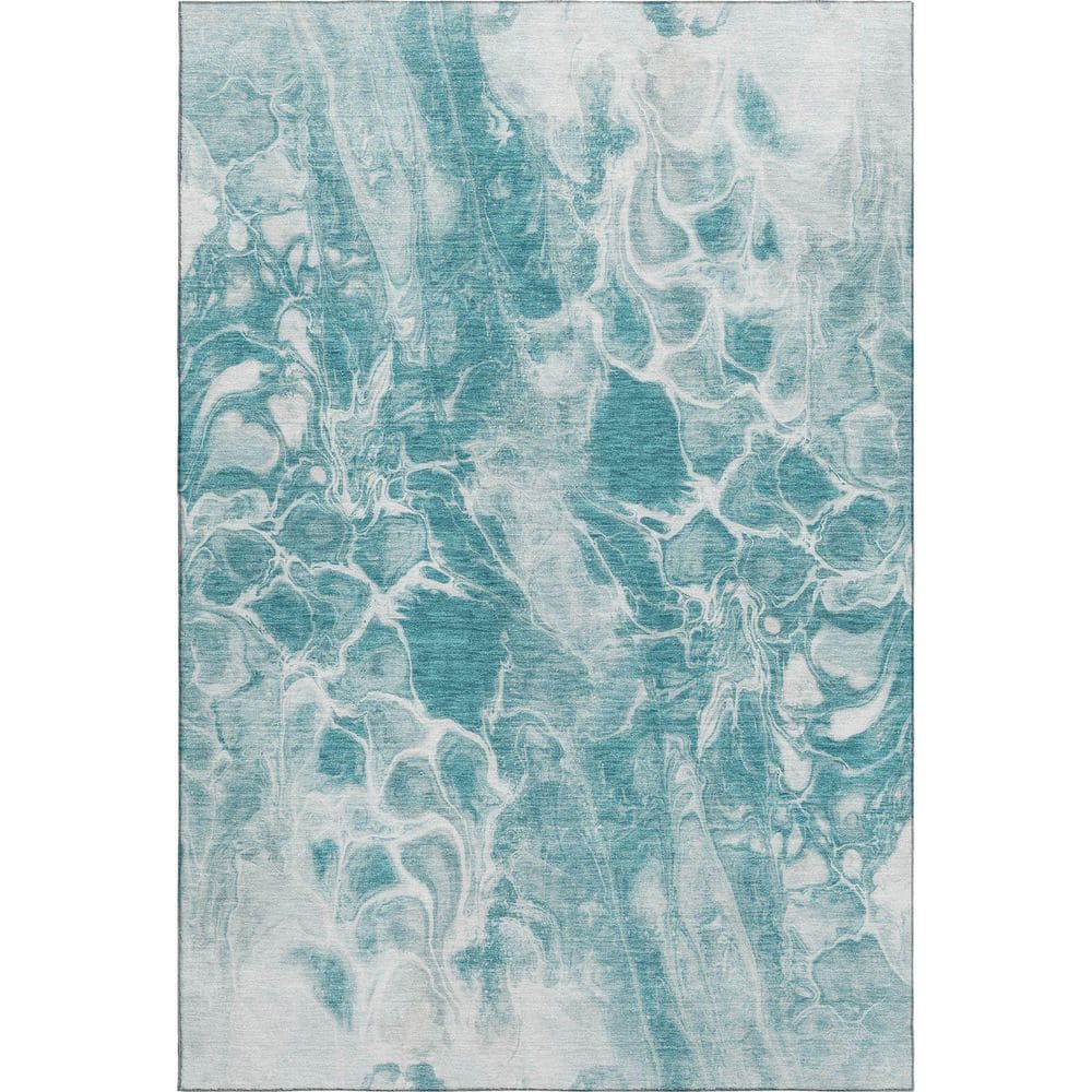 Mayfield Premium Machine Washable Abstract AMF1936 Teal 9 ft. x 12 ft. Area Rug price history on PriceWatchPro
