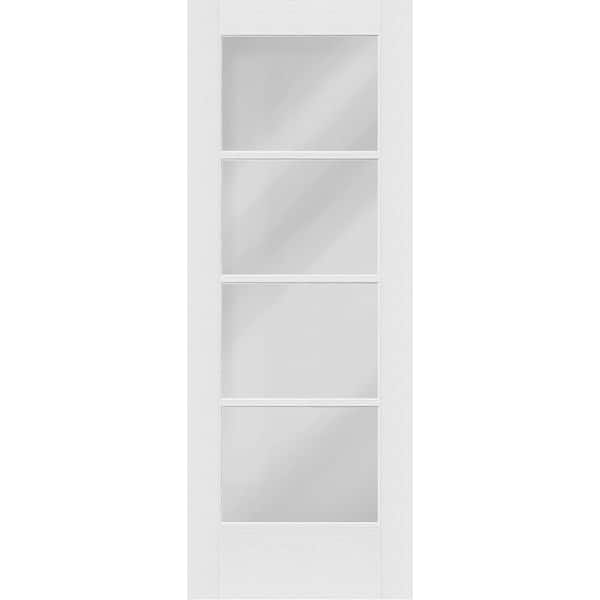 Legacy 36 in. x 96 in. Universal Handing Icon 4-Lite Modern Clear Glass Unfinished Fiberglass Front Door Slab
