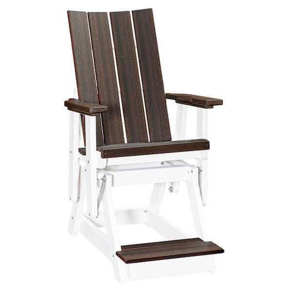 Brandon Series White 27 in. 1 Person High Density Polyethylene Plastic Outdoor Balcony Height Glider
