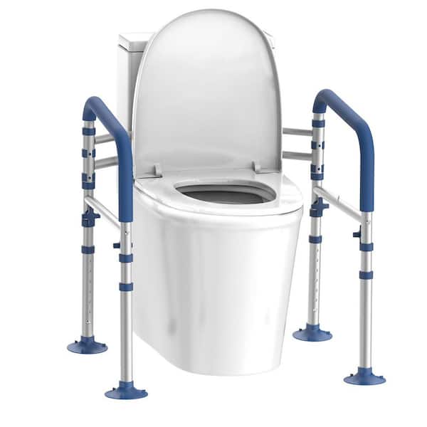 25.59 in. Toilet Safety Rail for Seniors and Pregnant Women, Adjustable Frame with Storage Bag-Foldable Support Handles