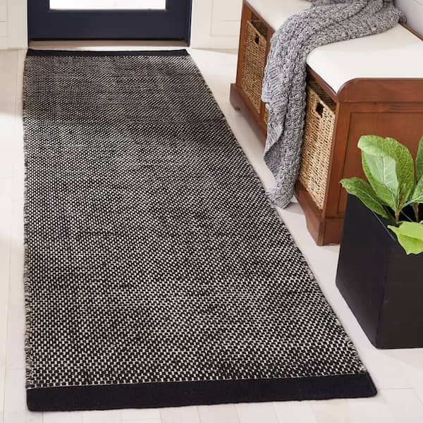 Vermont 2 ft. x 7 ft. Black Marle Solid Runner Rug