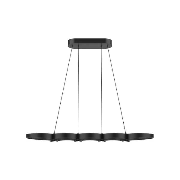 Maestro 38 in. 1 Light 35-Watt Black Integrated LED Pendant Light