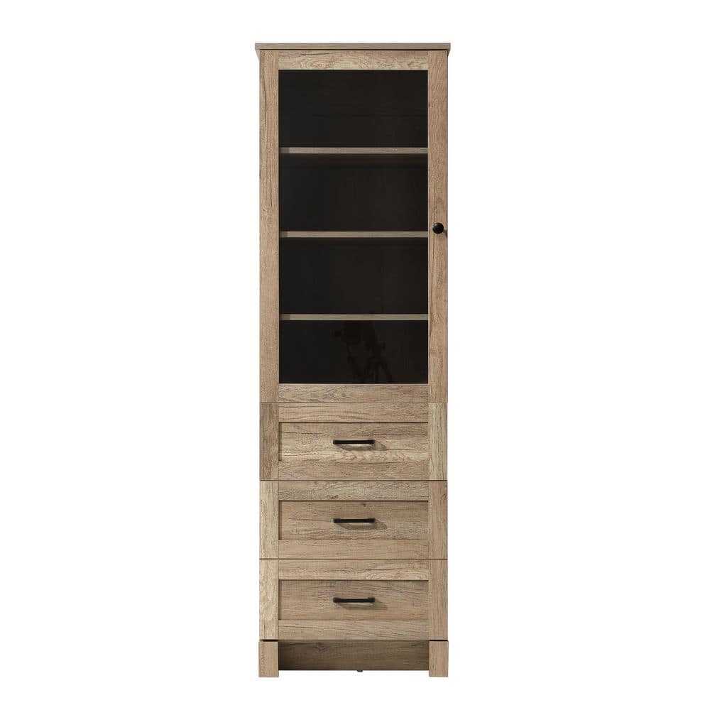 20 in. W x 18 in. D x 65 in. H Beige Freestanding Linen Cabinet in Natural Oak price history on PriceWatchPro