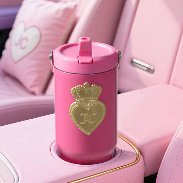 Flip Flow 30 oz. Hot Pink Stainless Steel Screw Top Tumbler with Flip Straw and Carry Handle