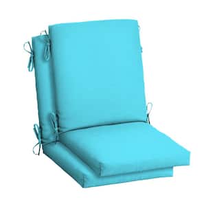 ARDEN SELECTIONS 18 in. x 16.5 in. Mid Back Outdoor Dining Chair Cushion in Aqua Leala 2 Pack TH1G172B D9Z2 The Home Depot
