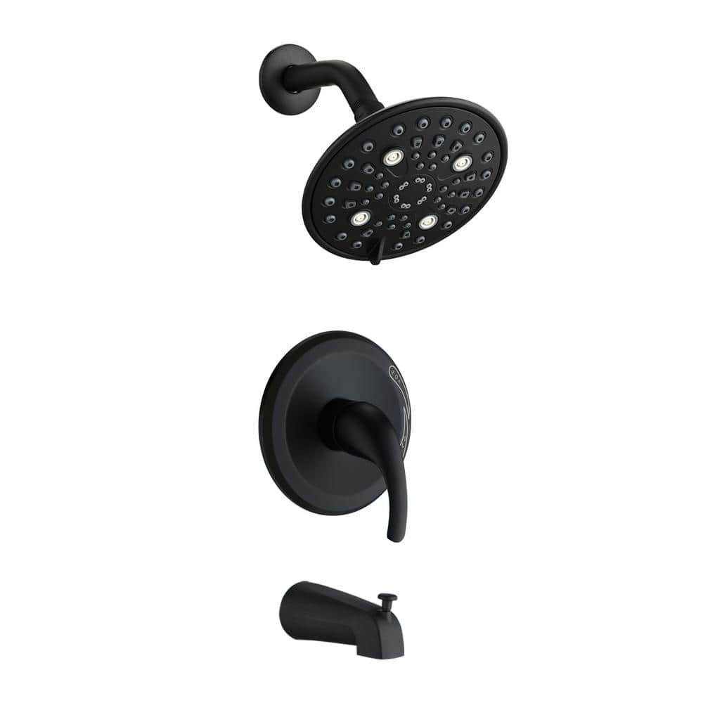 Single Handle 5-Spray Tub and Shower Faucet with 2.5 GPM in. Matte Black (V