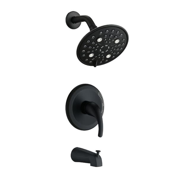 Unbranded Single Handle 5-Spray Tub and Shower Faucet with 2.5 GPM in. Matte Black (Valve Included)