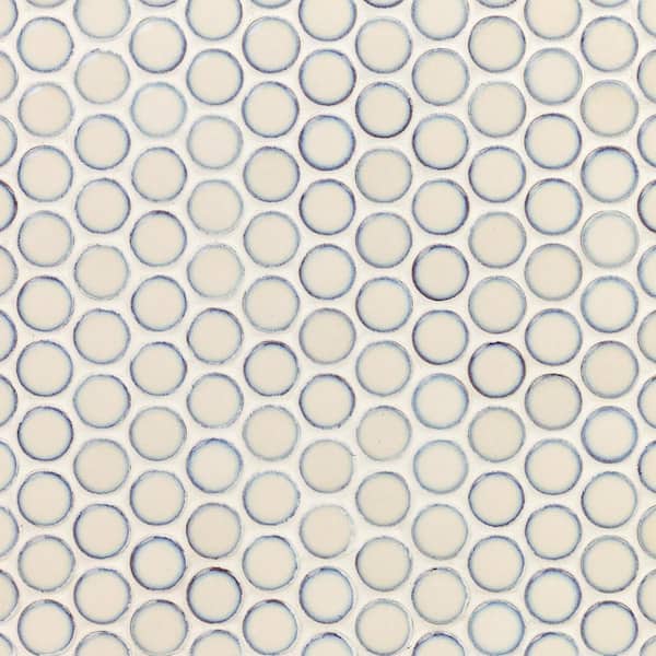 Ivy Hill Tile Bliss Edged Penny Custard 3 in. x 0.24 in. Polished Porcelain Floor and Wall Mosaic Tile Sample