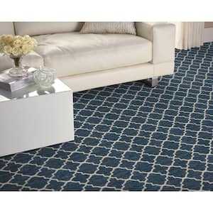 Verandah - Marine - Blue 13.2 ft. 36 oz. Polyester Pattern Installed Carpet