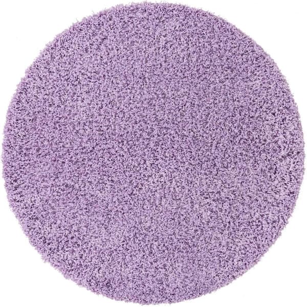 Unique Loom Solid Shag Lilac 8' 0 x 8' 0 Area Rug