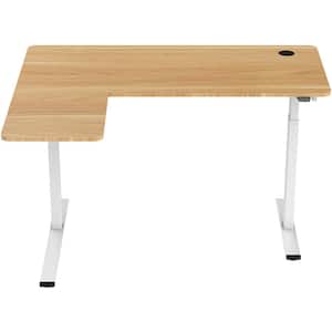55 in. W Tan and White Wood Standing Desk with Adjustable Height