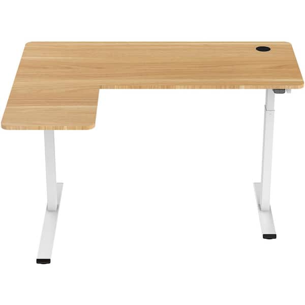 Hanover 55 in. W Tan and White Wood Standing Desk with Adjustable Height