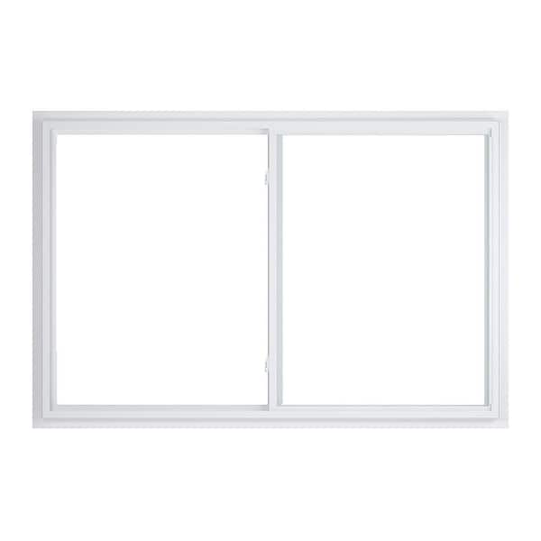 American Craftsman 72 in. x 47 in. 50 Series White Sliding Low-E Argon Glass Vinyl Fin Window, Screen Incl