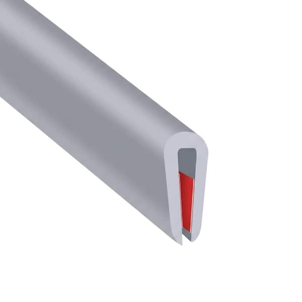 1/16 in. U Channel Rubber Edge Trim Self Adhesive Edge Protector Grey 10 Ft