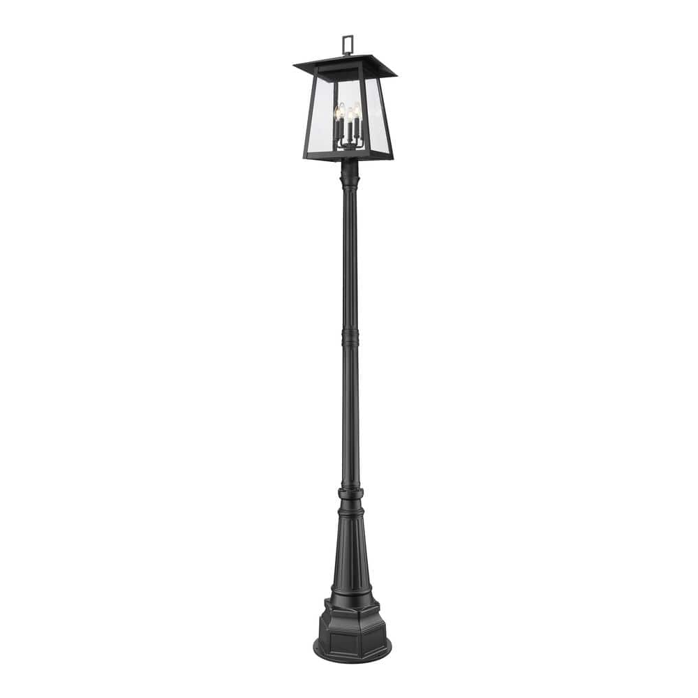 Rainer 5-Light Black Aluminum Hardwired Outdoor Marine Grade Post Light Set