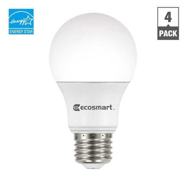 EcoSmart 60-Watt Equivalent A19 Dimmable Light Bulb in Soft White (4-Pack) 11A19060WESD041 - The Home Depot