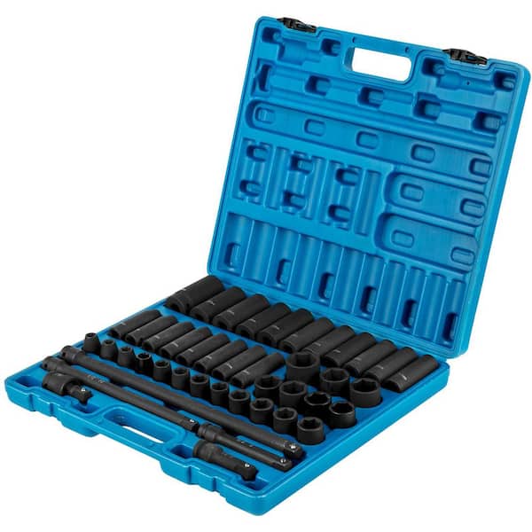 43-Piece Impact Socket Set, 6-Point Standard/Deep Sockets, Metric 9-30 mm, 1/2 in. Drive Socket Assortment, 2025 Update