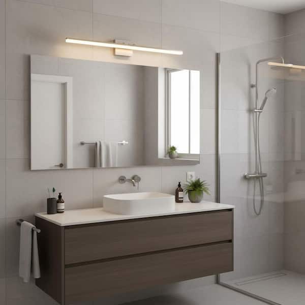 36 in. 1-Light 20-Watt Nickel Integrated LED Vanity Light, Bathroom Wall Sconce, Modern Light Bar for Mirror