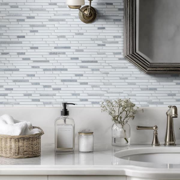 Lucid Sky Interlocking 12 in. x 12 in. x 0.16 in. Glass/Metal Mesh-Mounted Mosaic Wall Tile (19.6 sq. ft./Case)