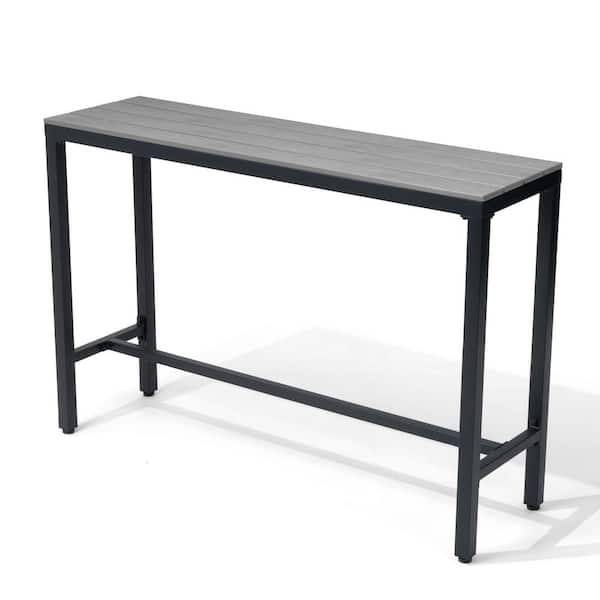 Pellebant Patio Outdoor Bar Table Counter Height Rectangle Dining Table in Gray