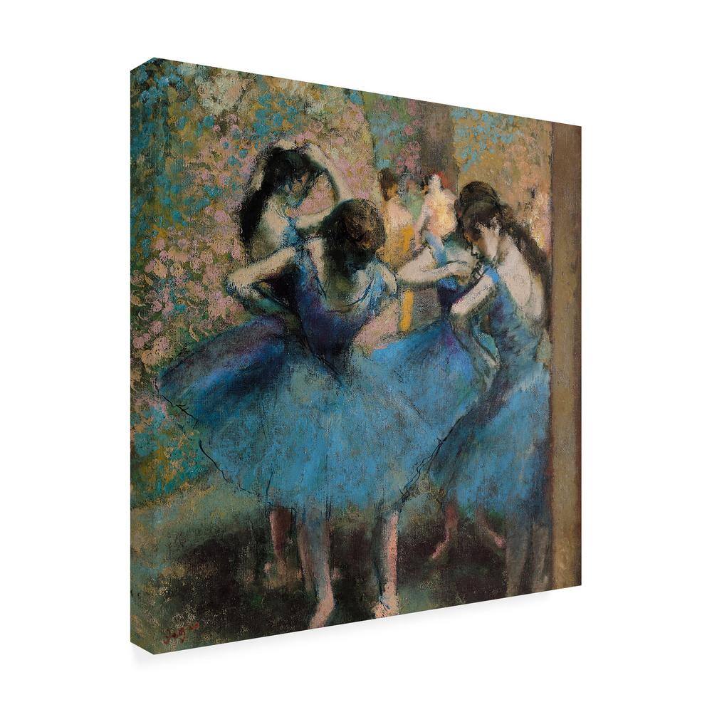 Edgar Degas Dancers in Blue Framed Canvas Art