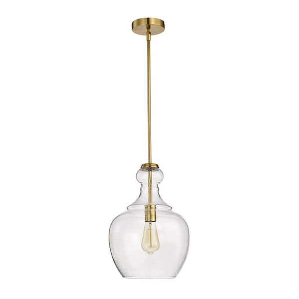 Tasio 11 in. 1-Light Indoor Brass Finish Pendant Light