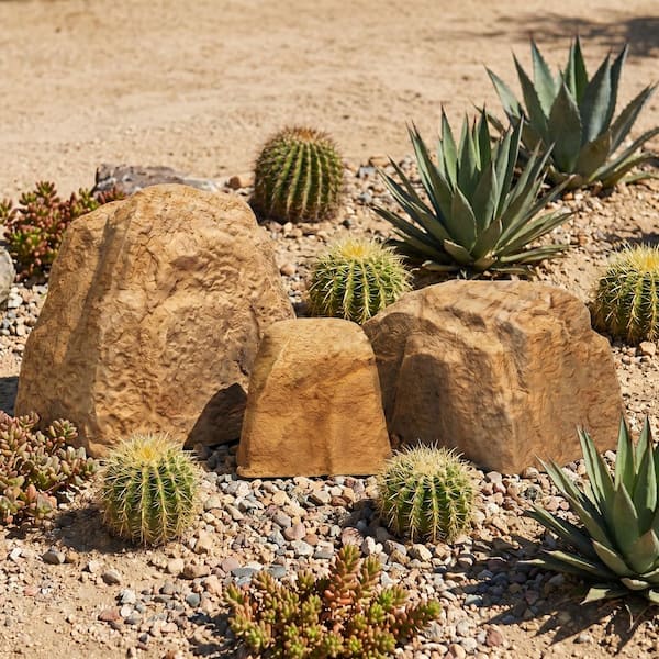 Sunnydaze 3-Piece Faux Landscape Rock Set - Sand DG-244-COMBO