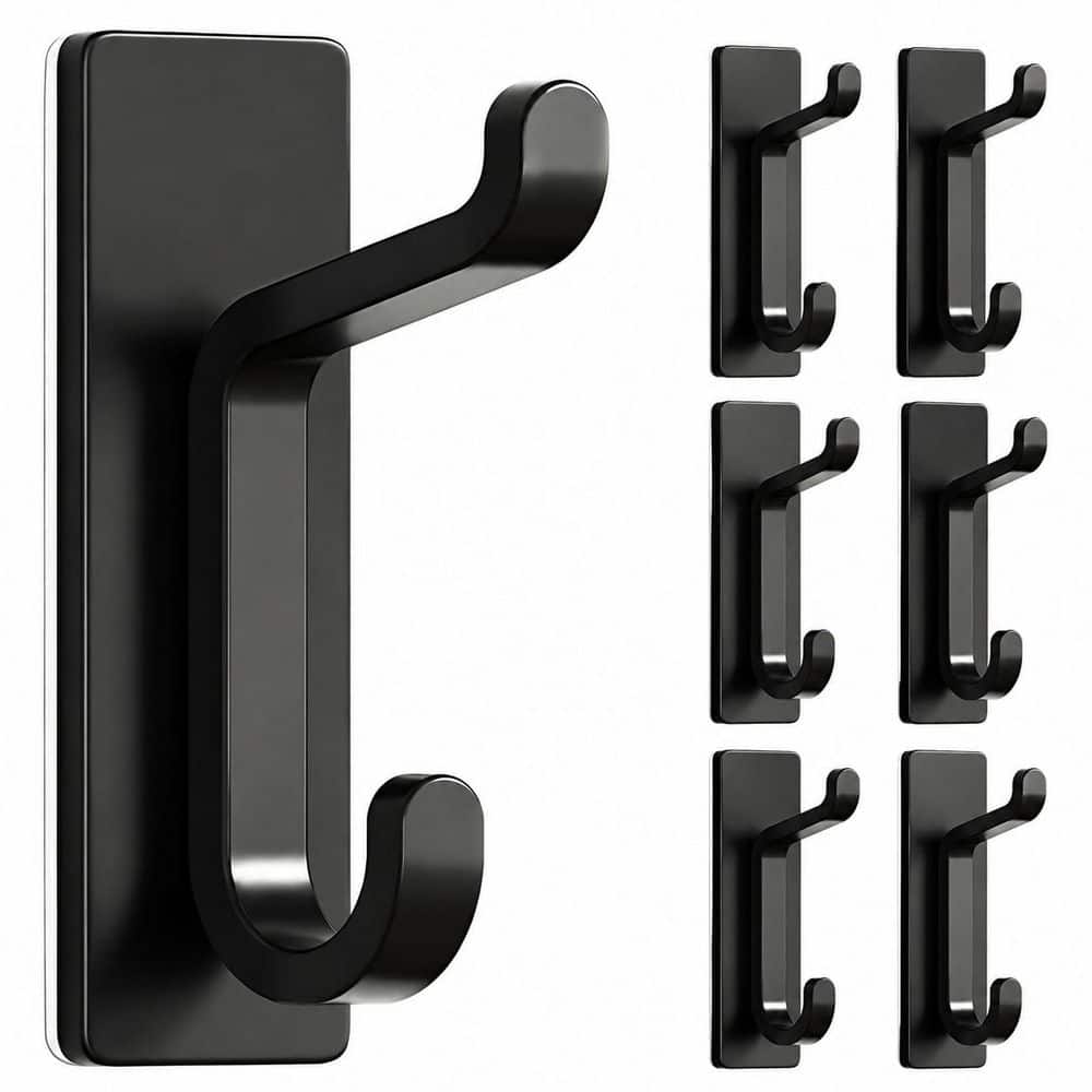 6-Pack Heavy-Duty Adhesive Robe and Towel Hooks in Black Powder-Coated Aluminum for Door or Wall Mount price history on PriceWatchPro