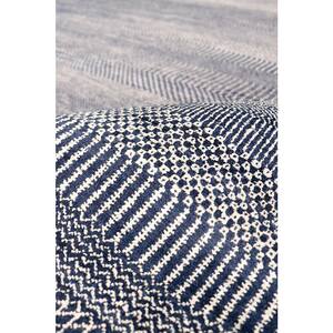 Transitional Navy 3 ft. x 5 ft. Striped Bamboo Silk and Wool Area Rug