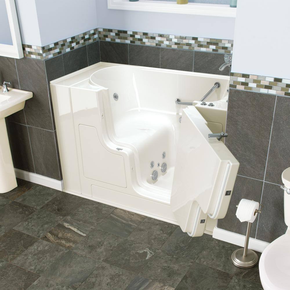 52'' x 30'' White Fiberglass Walk-In Whirlpool Bathtub