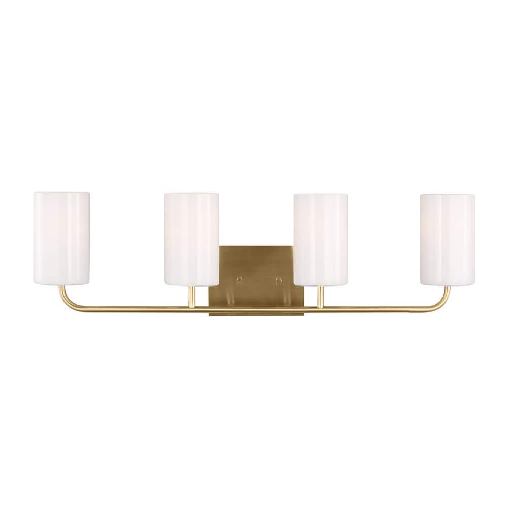 Rhett 31 in. 4-light Satin Bronze Extra-Large Vanity Light with Clear/White Glass Shades price history on PriceWatchPro